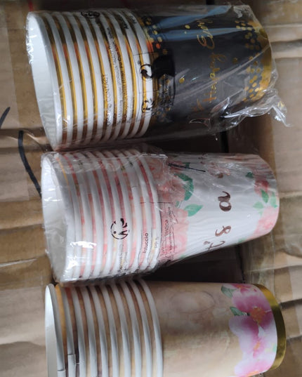 Disposable Paper Cups Disposable Tea Coffee Cups (10 Pcs Set  Mix Color  Design)