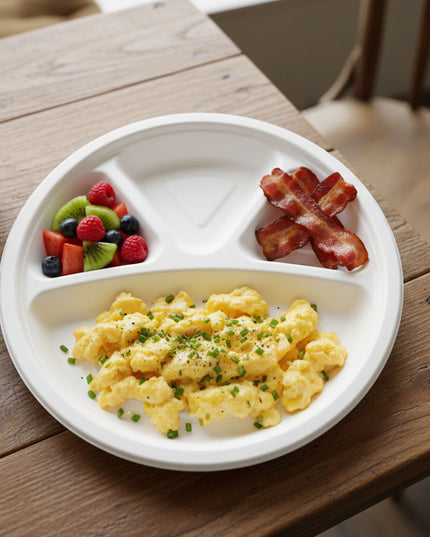 Vegnar 4 Compartment Disposable Food Serving Plate Set (10 Pc)