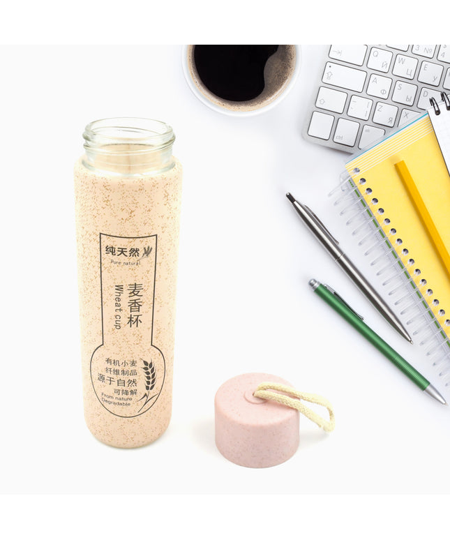 12534 Outdoor Sport Water Bottle 350ml Leak Proof Bpa-free For Travel Cold And Hot Water Glass Water Bottle With Daily Water Intake For Gym And Children (350ml)