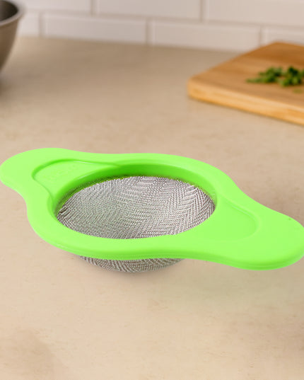 Stainless Steel Mesh Strainer With Dual Handle Plastic Frame (1 Pc)
