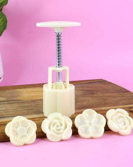 Mooncake Press Mold With 4 Stamps Set
