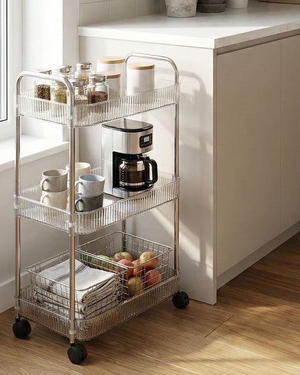 3 Layer Multipurpose Storage Trolley With Wheels