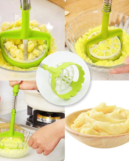 5768 Multi Functional One-handed Plastic Manual Mashed Potatoes Masher Mash Sweet Potato Masher With Comfort Grip And Stainless-steel Spring Design For Nonstick Pans (1 Pc)