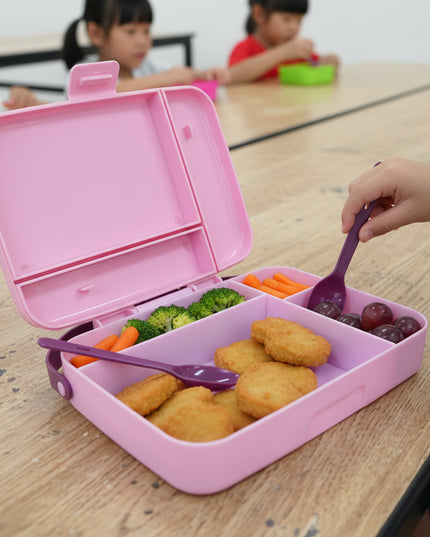 Smart Leak Proof Lunch Box With 3 Compartments And Spoon Set (1 Set)