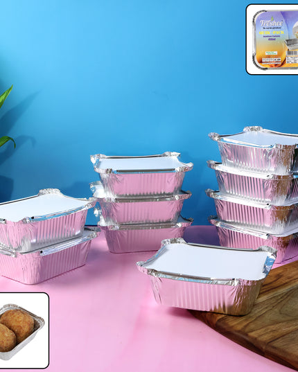 Freshee Aluminium Food Container With Lid  450 Ml  10 Pc