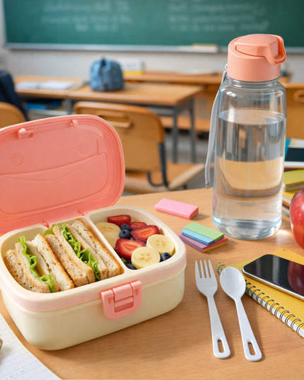 Plastic Lunch Box With Water Bottle Combo Set (1 Set)