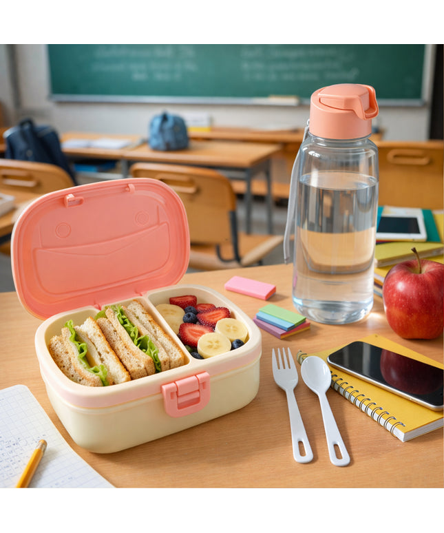Plastic Lunch Box With Water Bottle Combo Set (1 Set)