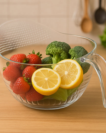 Supermom Multipurpose Transparent Plastic Bowl  Basket With Handle (1 Pc)