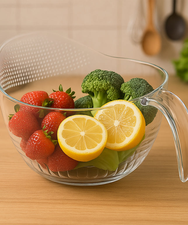 Supermom Multipurpose Transparent Plastic Bowl  Basket With Handle (1 Pc)
