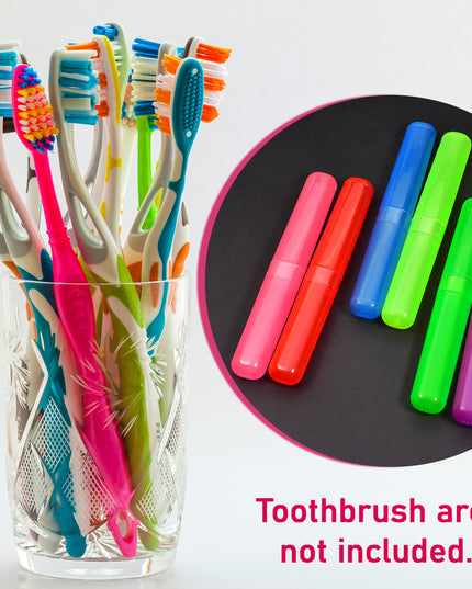 4969 6pc Plastic Toothbrush Cover Anti Bacterial Toothbrush Container- Tooth Brush Travel Covers Case Holder Cases