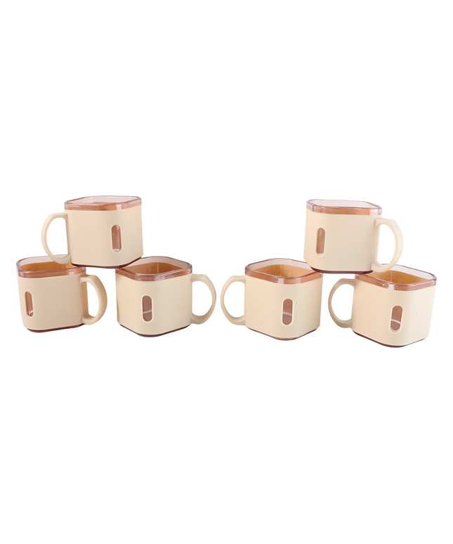 Premium Square Shape Tea Cup Set  6-piece (150 Ml)