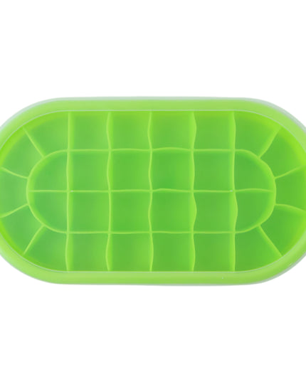 Premium Oval Silicone Ice Cube Tray With Lid (1 Pc)