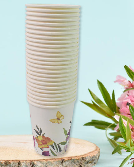 Disposable Paper Cups Disposable Tea Coffee Cups (24 Pcs Set  Mix Color  Design)