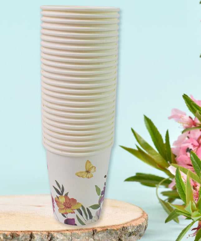 Disposable Paper Cups Disposable Tea Coffee Cups (24 Pcs Set  Mix Color  Design)