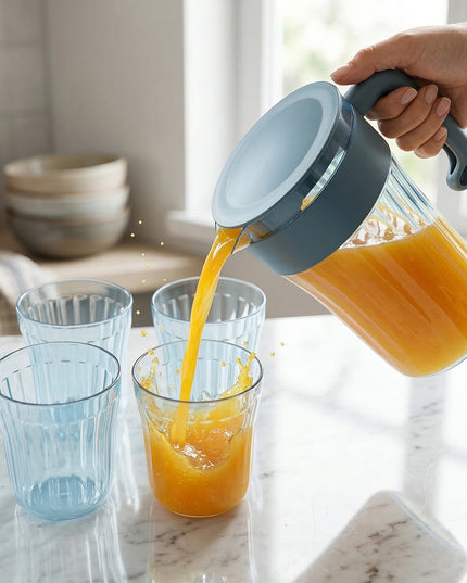 Multipurpose Plastic Water Juice Serving Jug With 4 Drinking Glasses Set (1 Set)
