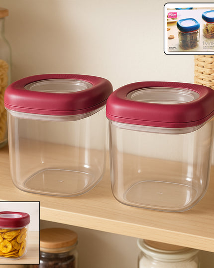 Transparent Twist Lock Kitchen Storage Container Set (Approx 800ml  2pc)