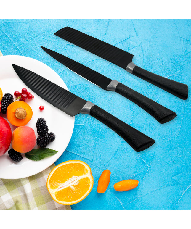 5629 6 Pieces Professional Kitchen Knife Set Meat Knife Chefs Knife With Non-slip Handle For Home Kitchen And Restaurant With Chef Peeler And Scissor (Stainless Steel  6 Pcs Set)