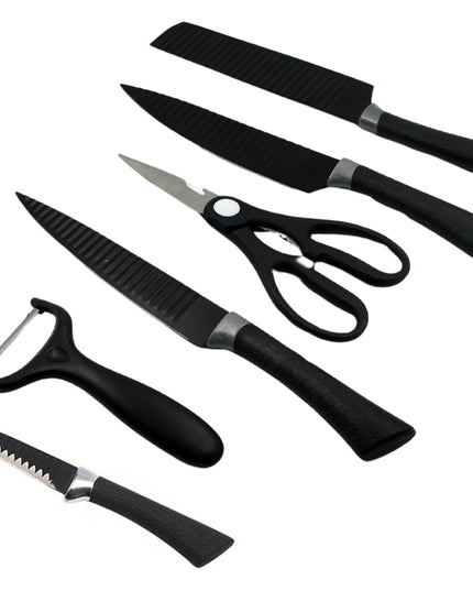 5629 6 Pieces Professional Kitchen Knife Set Meat Knife Chefs Knife With Non-slip Handle For Home Kitchen And Restaurant With Chef Peeler And Scissor (Stainless Steel  6 Pcs Set)