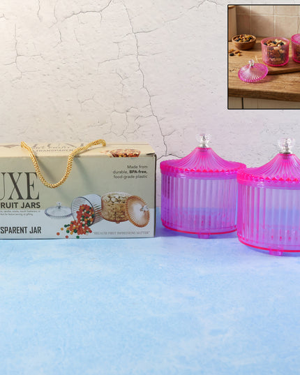 Plastic Luxury Transparent Dry Fruit Storage Jars  (2 Pc)