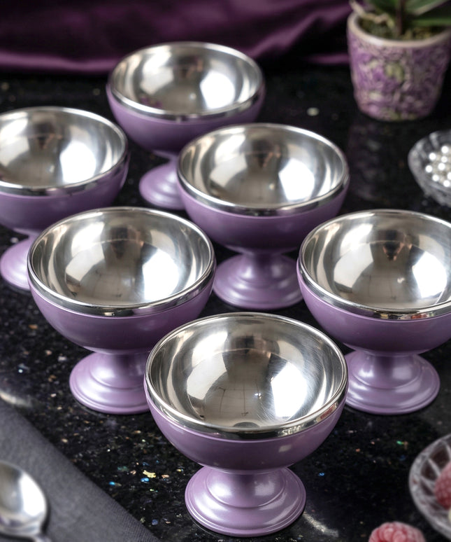 6 Pc Stainless Steel Dessert Bowl Cup Set With Stand