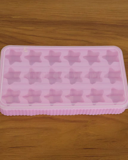 18 Grid Star Shape Ice Cube Tray With Lid (1 Pc)