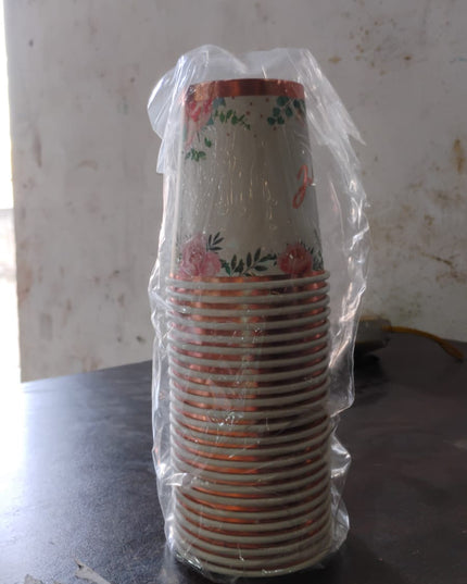 Disposable Paper Cups Disposable Tea Coffee Cups (24 Pcs Set  Mix Color  Design)