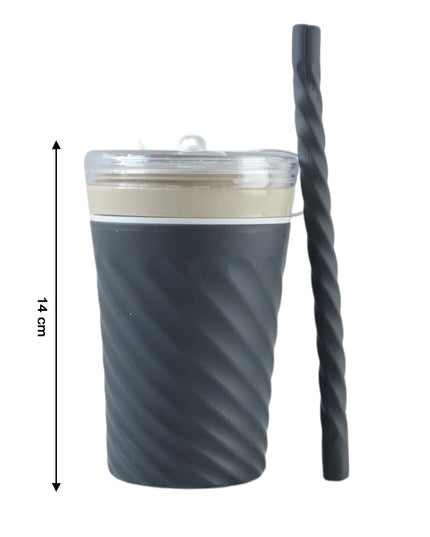 Swirl Design Drinking Tumbler Cup With Lid And Straw (1 Pc)