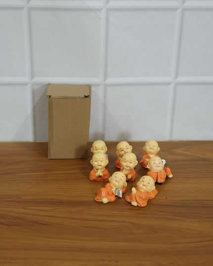 Adorable Mini Monk Buddha Idol Set (8 Pc)