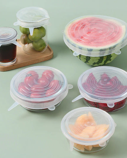 12 Peace Reusable Stretch Lids Set With 2 Storage Pouches  Flexible Food Cover Lids