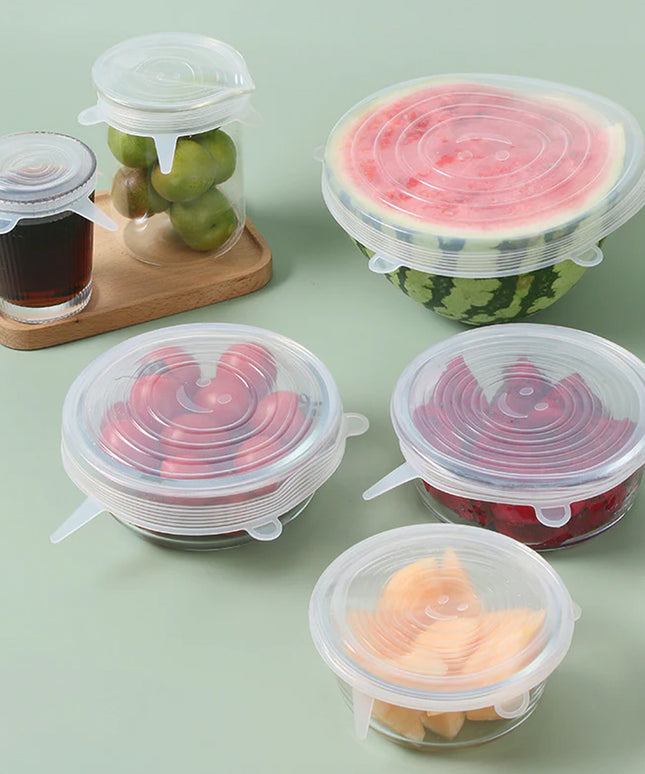 12 Peace Reusable Stretch Lids Set With 2 Storage Pouches  Flexible Food Cover Lids