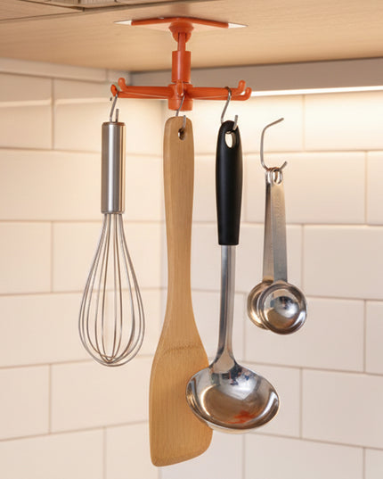 Orange 360 Rotating Wall Mounted Kitchen Utensils Hook Stand (1 Pc)