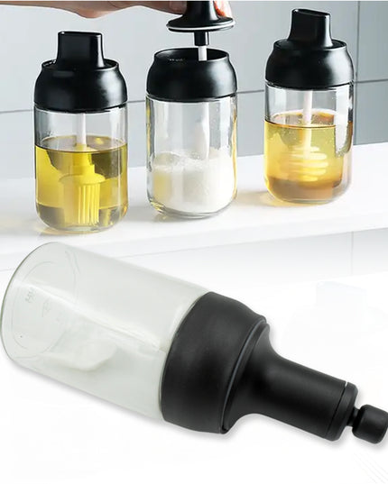 5522 Heat-resistant Condiment Container Seasoning Box Glass Condiment Canisters Pots Bottle With Serving Spoons For Salt Spice Honey Sugar Bbq Resturant Jar Oil Bottle Honey Jar Dispenser Airtight Cap Transparent (1 Pc)