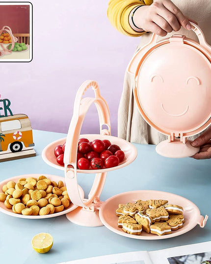 3-layer Foldable Multi-purpose Snack Fruit  Dessert Serving Stand (1 Pc)