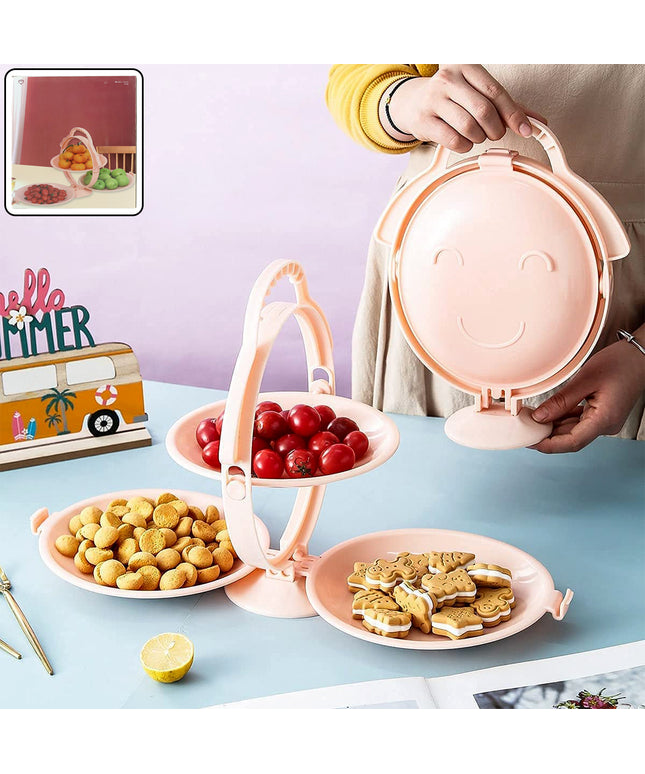 3-layer Foldable Multi-purpose Snack Fruit  Dessert Serving Stand (1 Pc)