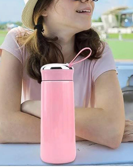 Water Bottle 400ml Leak Proof Glass Water Bottle With Daily Water Intake For Gym And Children Nice Bottle (1 Pc  Pink Color)