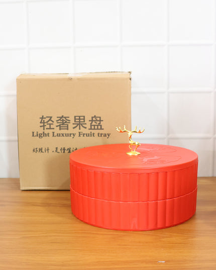 2 Layer Multipurpose Decorative Dry Fruit And Snack Serving Tray (1 Pc)