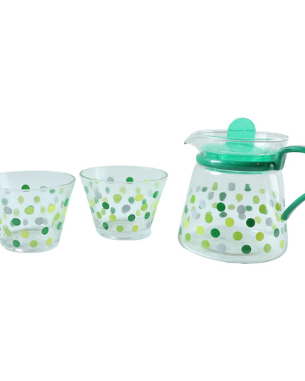 Elegant Glass Tea Pot With Matching Cups Set (1 Set)